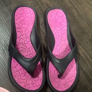 Black and Pink Floral Women's Sandals